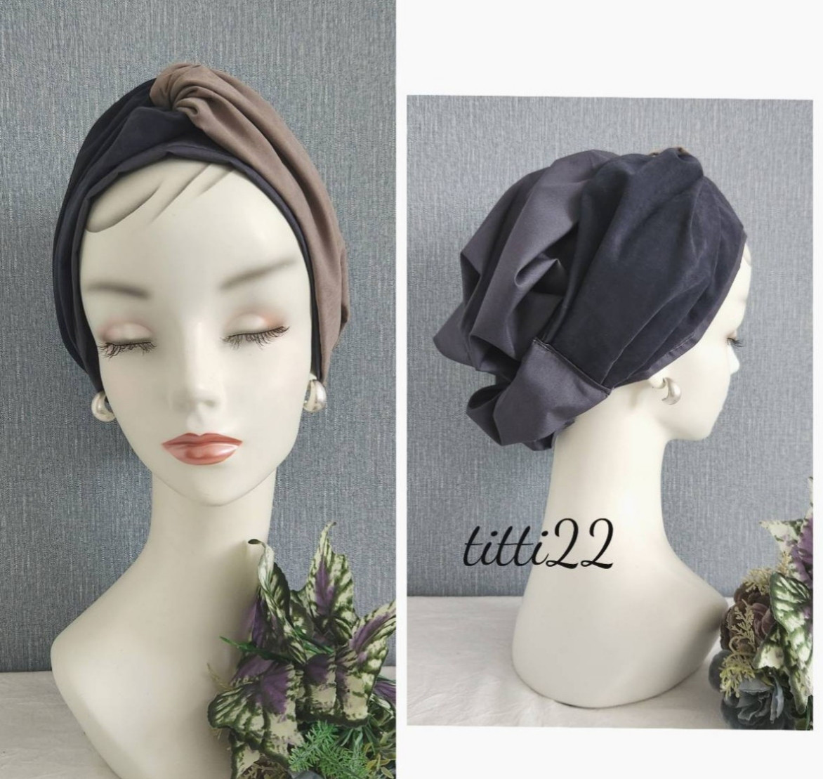 new 【スウェード　アシンメトリー】帽子にもなるヘアターバン