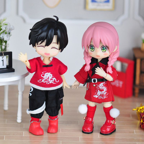 オビツ11服 ob11服 赤い新年のセット コート ベルト