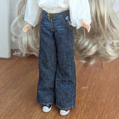 再出品497.※単品※ジーパン※ブライスアウトフィット※1/6ドール服 1269※単品※ジーパン※ワイドデニムパンツ※ブライスアウトフィット