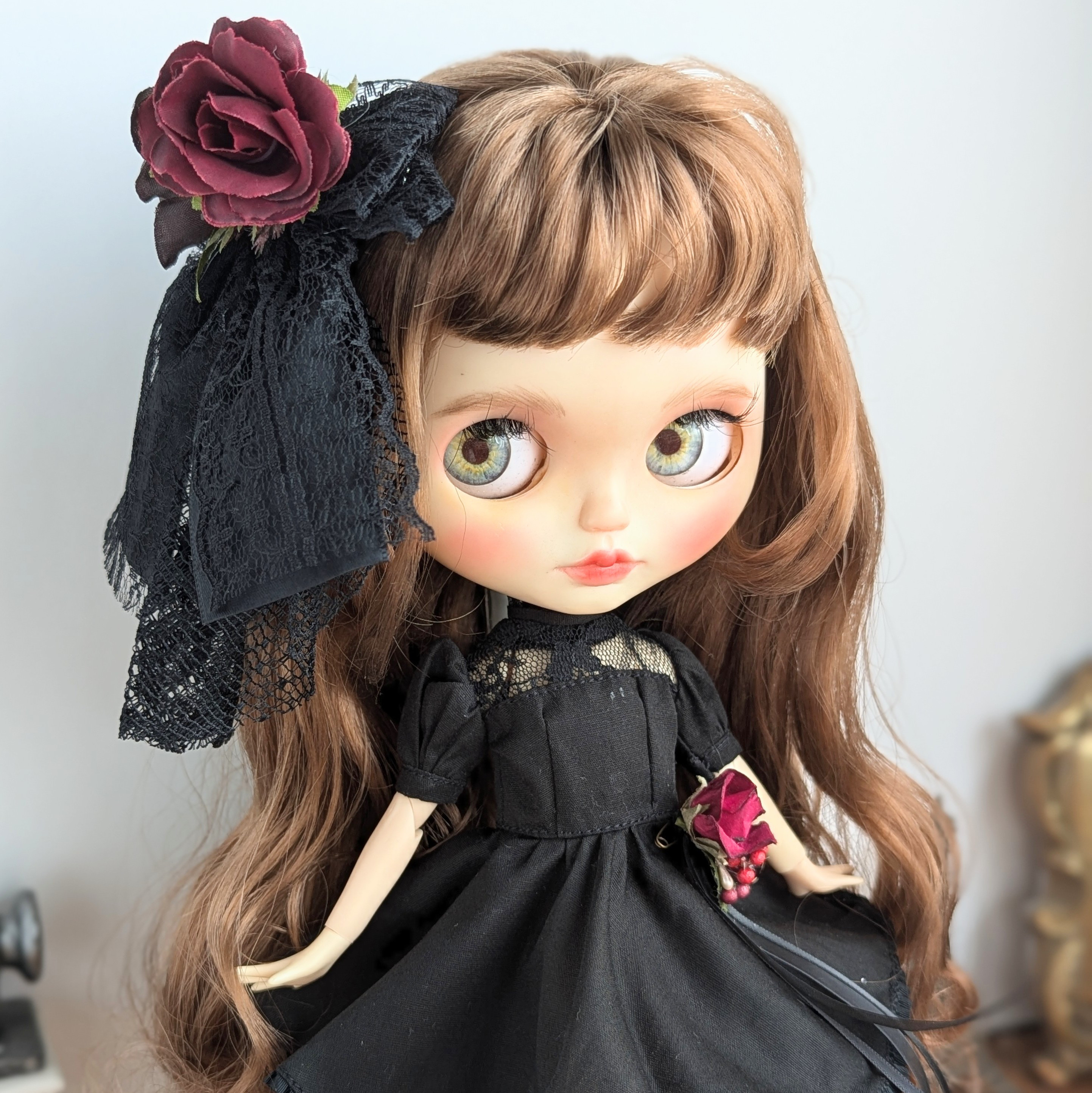 1273※黒のレースの切替ドレス ※ブライスアウトフィット