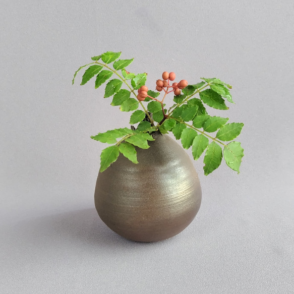 焼締め 花入れ 花器 焼締め 締焼き 耳付花入 滲みあり 江戸