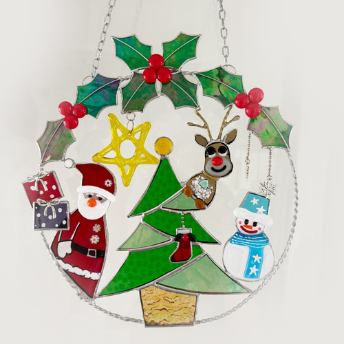 ステンドグラス クリスマスリース その他インテリア雑貨 もえくる 通販