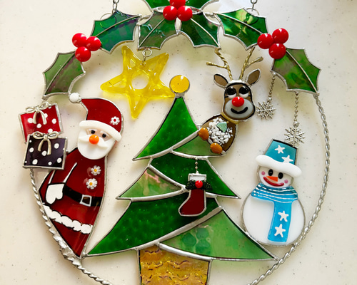 ステンドグラス クリスマスリース その他インテリア雑貨 もえくる 通販