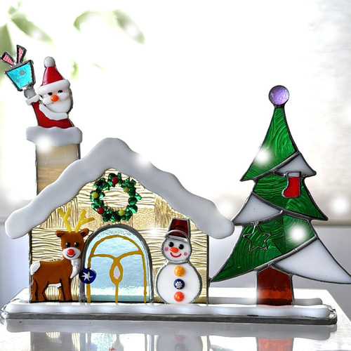 ステンドグラス クリスマスの風景 その他インテリア雑貨 もえくる 通販