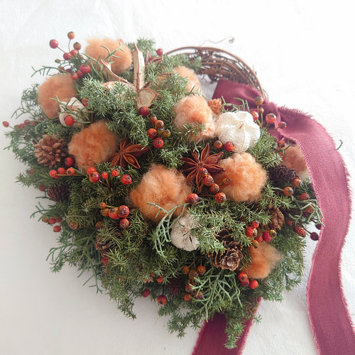 クリスマスハーフリース − brown cotton − リース hana musubi 通販  