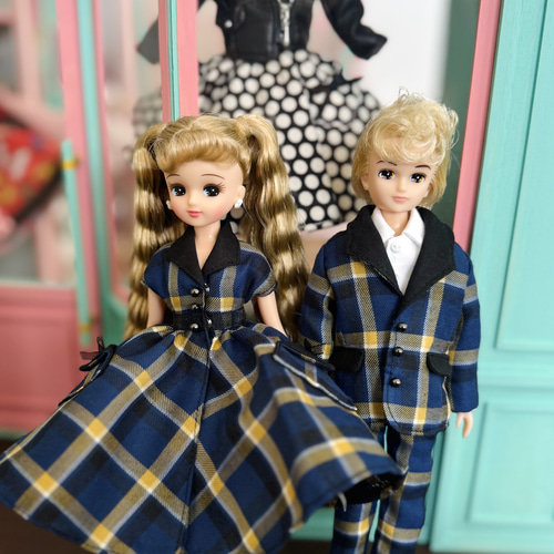 ロカビリー♪チェックワンピース パニエセット リカちゃん ブライス
