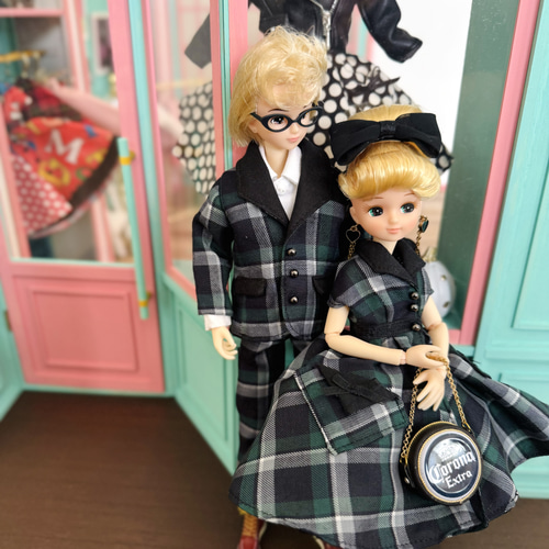 ロカビリー♪チェックワンピース パニエセット リカちゃん ブライス
