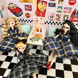 ロカビリー♪チェックワンピース パニエセット リカちゃん ブライス