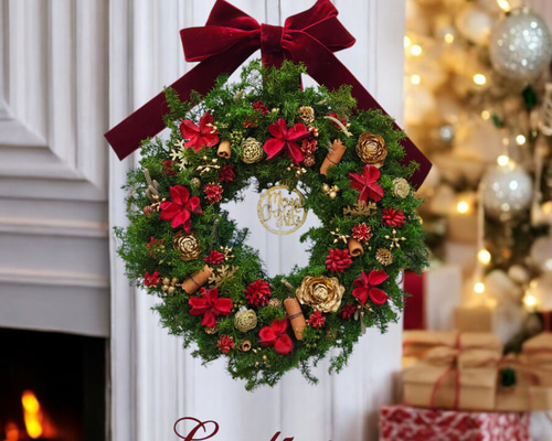 1.クリスマスリース 楽天市場】2025 クリスマス リース M 直径約23.5〜25cm 玄関 ドア