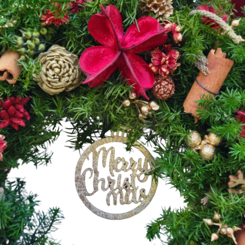 残り僅か】グリーン×レッドの王道クリスマスリース_プリザーブド30