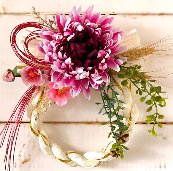 お正月飾り ピンク しめ縄・しめ飾り puanoah 通販 18402092