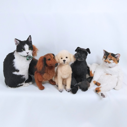 羊毛フェルトオーダー　たーさん 3D犬 愛犬 オーダーメイド 羊毛フェルト ダックス チワワ 犬 - OKAN