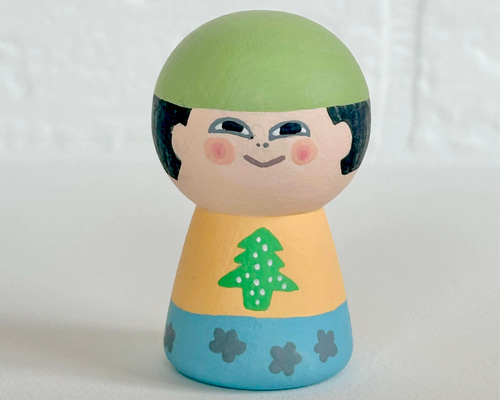 みちのくファミリーこけし 手書き木製こけし人形 男女二体セット