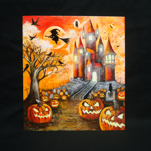 油絵 油彩 油彩画 絵 絵画 絵【ハロウィン】 油絵 油彩 油彩画 絵画【ハロウィン】 絵画 HR 通販 18402454