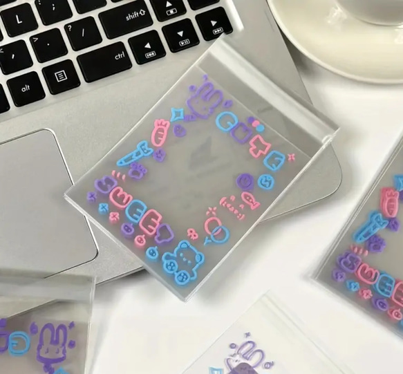 L1）50枚　パステルcute OPP袋 8x12cm 糊テープ付 ポリプロピレン製 お菓子袋 透明パッケージ 4枚目の画像