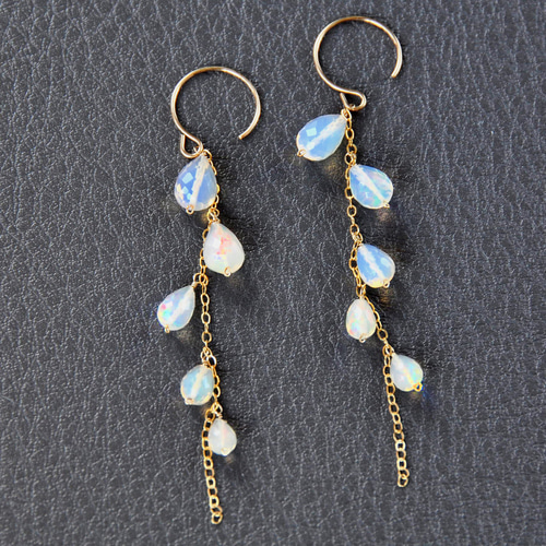 天然石　エチオピアオパール　ワイヤーラッピング　ピアス　14kgf オパール ピアス ワイヤーラッピング 14kgf 天然石 | 天然石ジュエリー