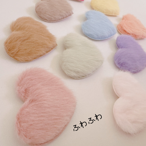 B7）5個 ハートモコモコヘアピン ふわもこ ハート ヘアクリップ