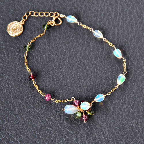 shilo様 AAA+ エチオピア産 プレシャスオパール ブレスレット14kgf