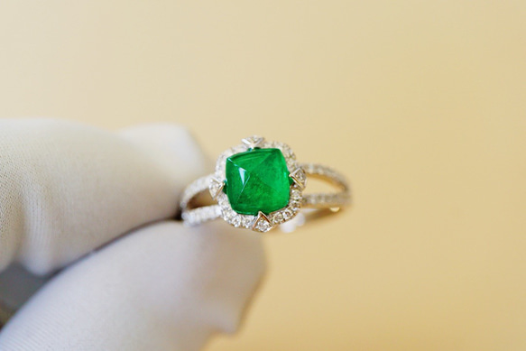 ムゾーグリーン」K18 天然エメラルド ダイヤモンド 春 並び無い 高貴 5