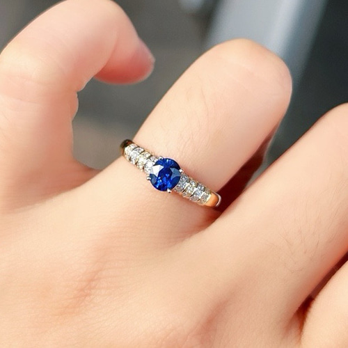 【天然ダイヤモンド&サファイア】K18リング NM014 天然 サファイア 1.36 ダイヤモンド 0.62ct リング K18