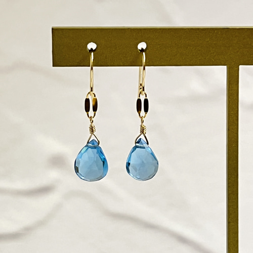 高品質スイスブルートパーズのピアス/イヤリング_14kgf【一点もの  