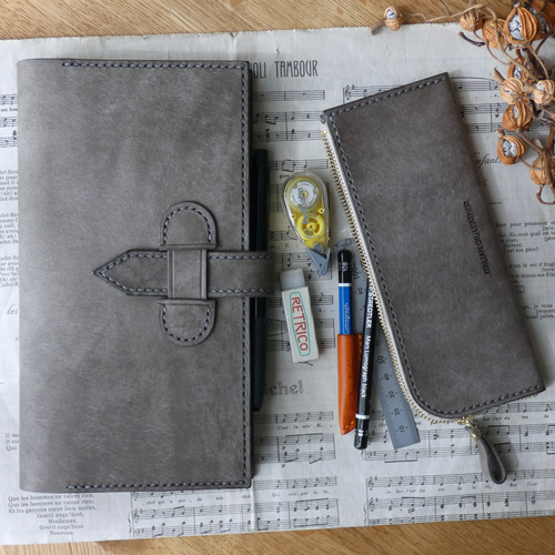 イタリア革のカクリエノートカバー／トラベラーズノートカバー／グレー  