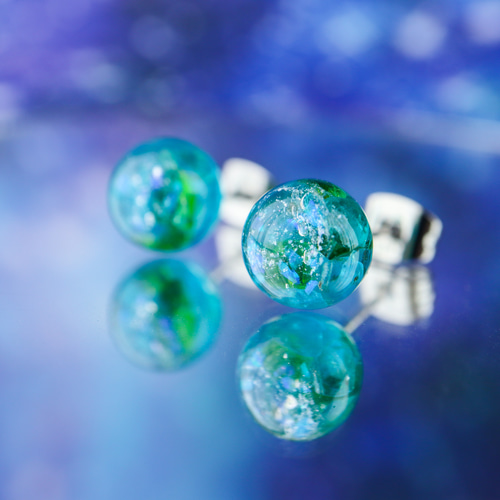 地球 》宝石惑星のピアス イヤリング 天然石 ブルーアパタイト クロム