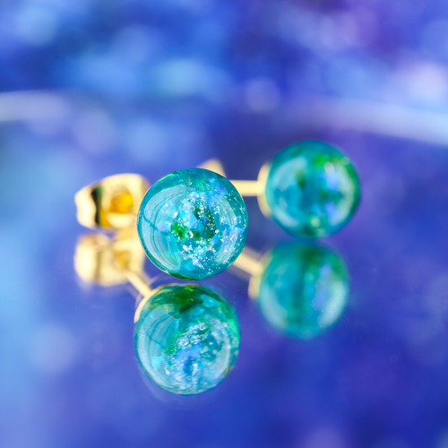 地球 》宝石惑星のピアス イヤリング 天然石 ブルーアパタイト クロム