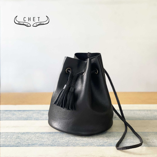 Sasquatchfabrix. ブラックレザーバッグ　巾着バック SASQUATCHfabrix.（サスクワァッチファブリックス）の