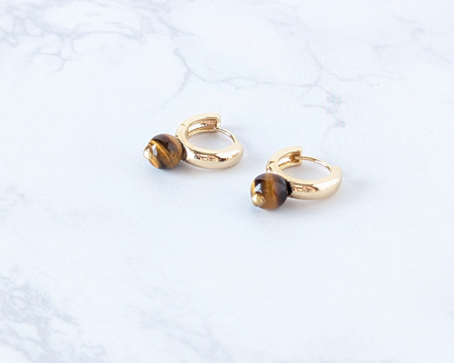 受注制作※タイガーアイの金継ぎフープピアス ピアス（フープ） ichi