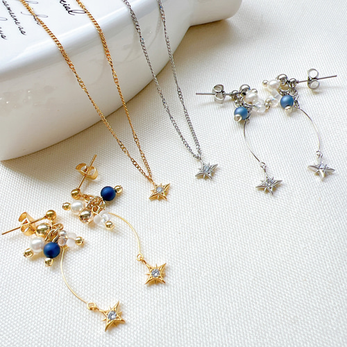 星の王子さま」コレクション K10YG ダイヤモンド ピアス＜Wish