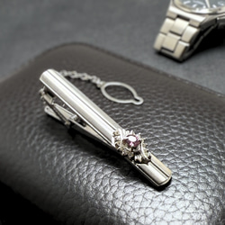 4×3 深紅 ガーネット/柘榴石 シルバー 天然石ネクタイピン - knight