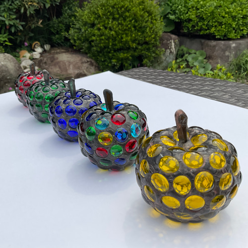 手のひらりんごのステンドグラス5個セット その他インテリア雑貨