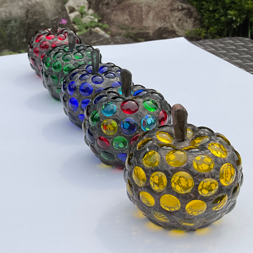 手のひらりんごのステンドグラス5個セット その他インテリア雑貨