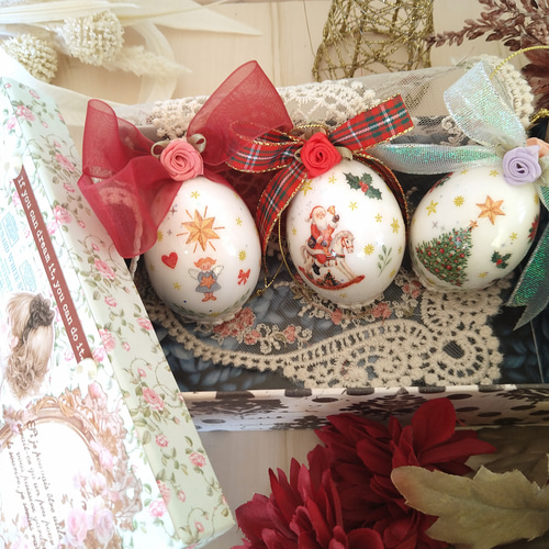 送料無料】クリスマス☆オーナメント＊エッグアート☆クリスマス