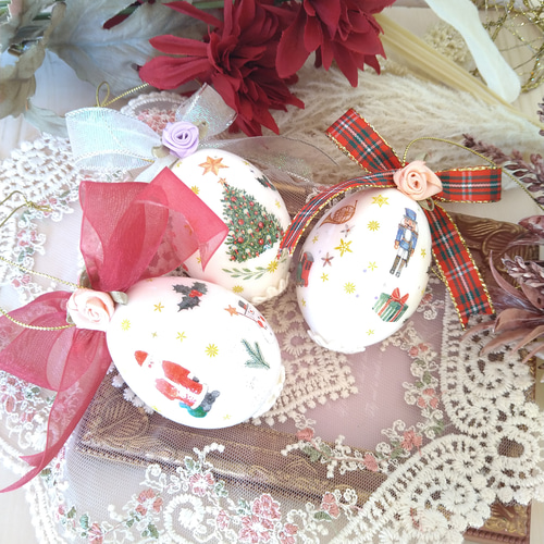 送料無料】クリスマス☆オーナメント＊エッグアート☆クリスマス