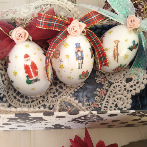 送料無料】クリスマス☆オーナメント＊エッグアート☆クリスマス