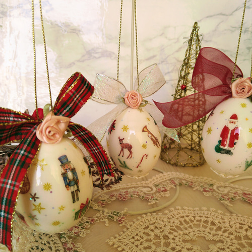 送料無料】クリスマス☆オーナメント＊エッグアート☆クリスマスツリー