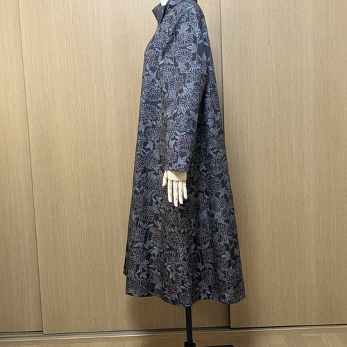 SOLD 着物リメイク ワンピース 大島紬 L-LL ワンピース さらあお