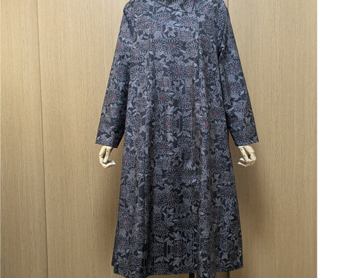 SOLD 着物リメイク ワンピース 大島紬 L-LL ワンピース さらあお