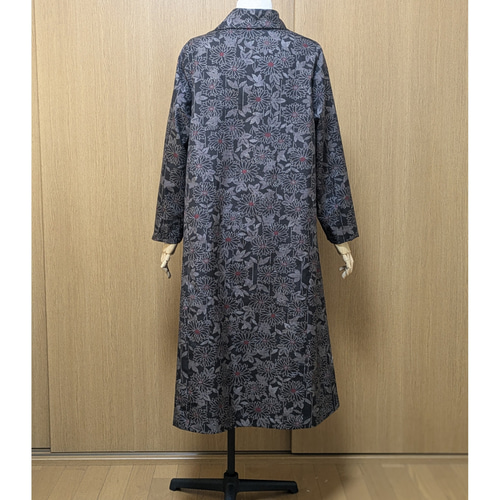 SOLD 着物リメイク ワンピース 大島紬 L-LL ワンピース さらあお