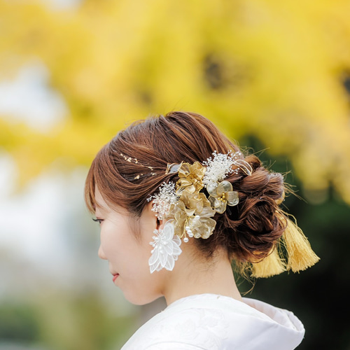 送料無料】3種のニュアンスゴールド ヘッドドレス ヘア