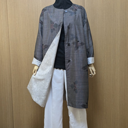 SOLD 着物リメイク リバーシブルコート 大島紬 FREE SIZE