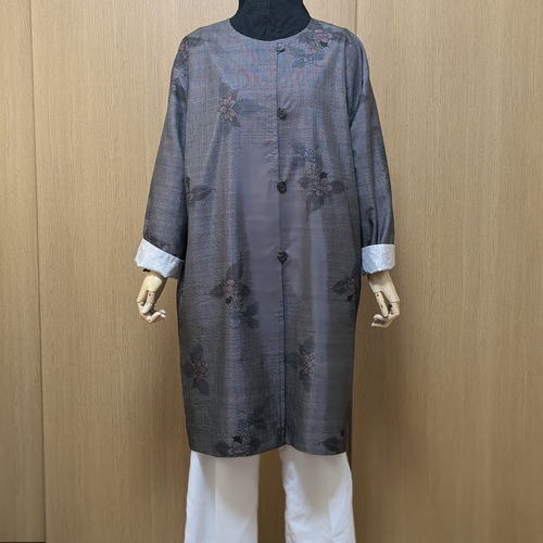 SOLD 着物リメイク リバーシブルコート 大島紬 FREE SIZE
