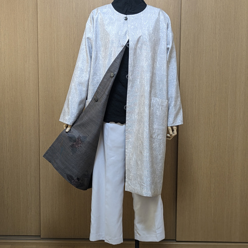 SOLD 着物リメイク リバーシブルコート 大島紬 FREE SIZE