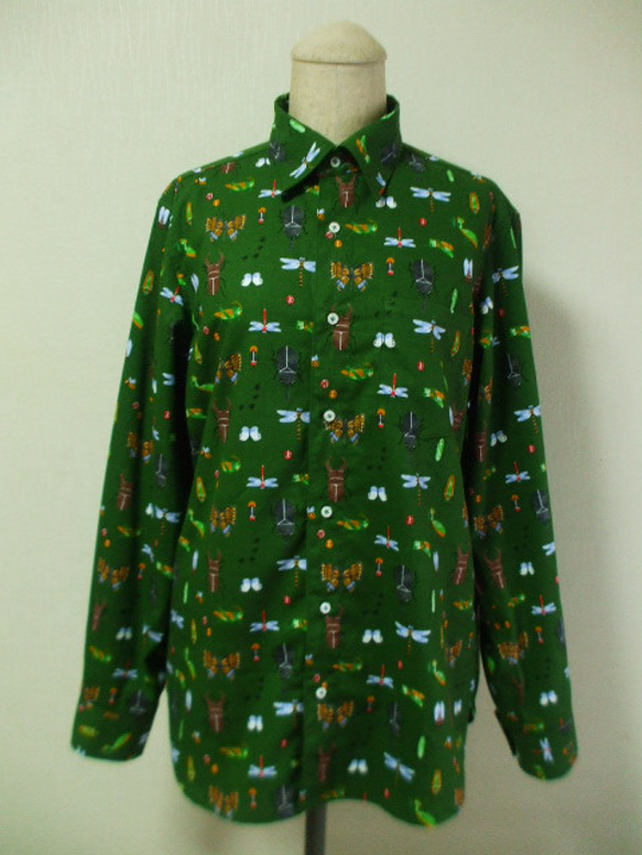 LGB カーキ チェック柄 長袖シャツ 0サイズ チェック」に該当するメンズのシャツ/ブラウス（グリーン