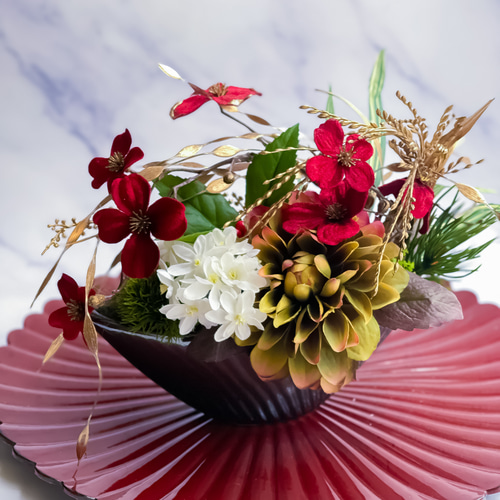 新作】2025ダリアお正月飾り アートフラワー blanche flower 通販