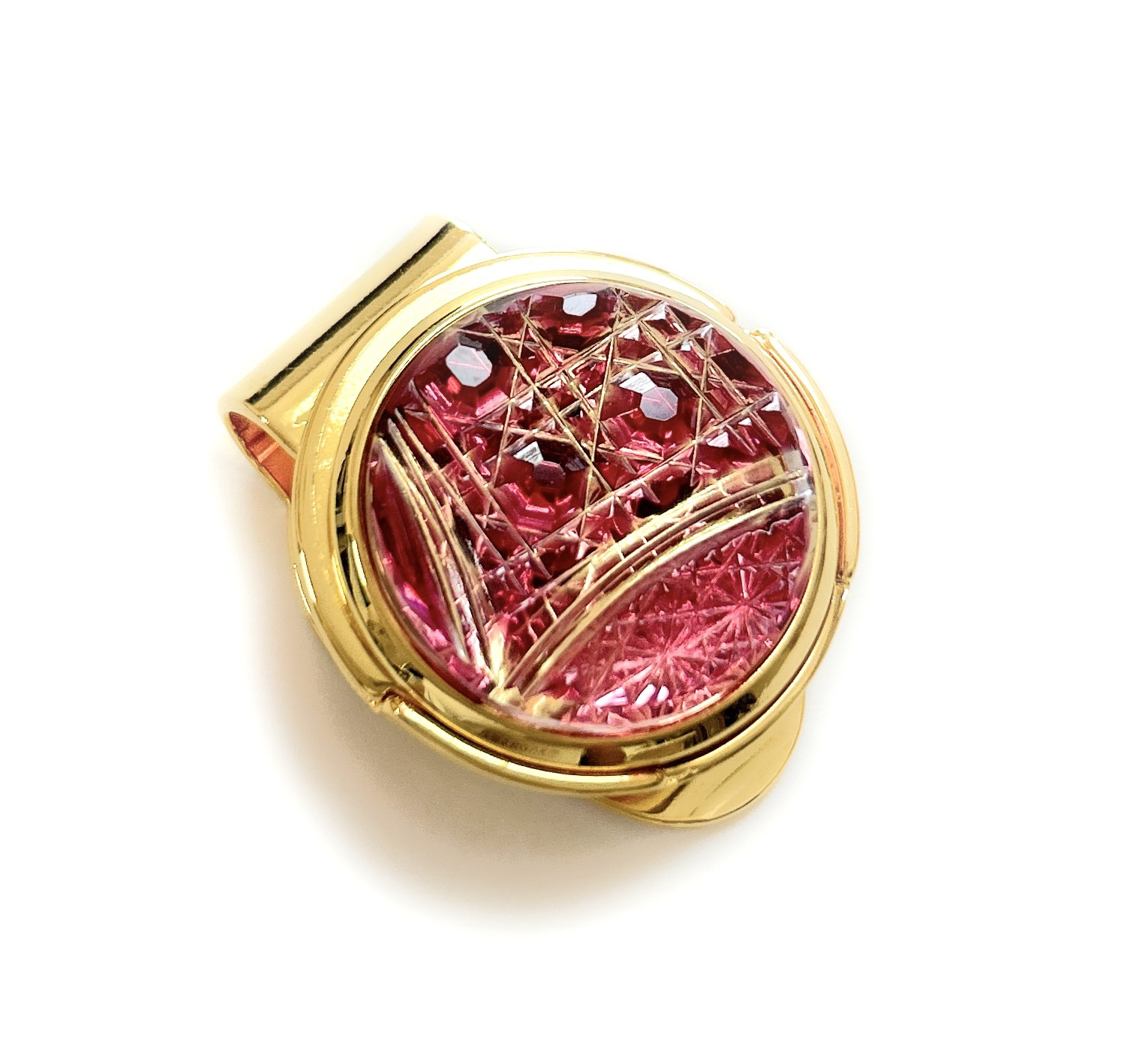 「上昇気流」東京切子ゴルフマーカー　幸運守護　金赤　ゴールド