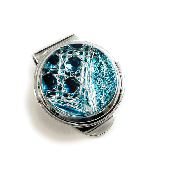 「上昇気流」東京切子ゴルフマーカー　幸運守護　ダークブルー 2枚目の画像