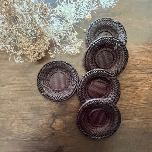 天然素材竹製編 春夏-秋用網目茶托5枚 コースター その他キッチン小物